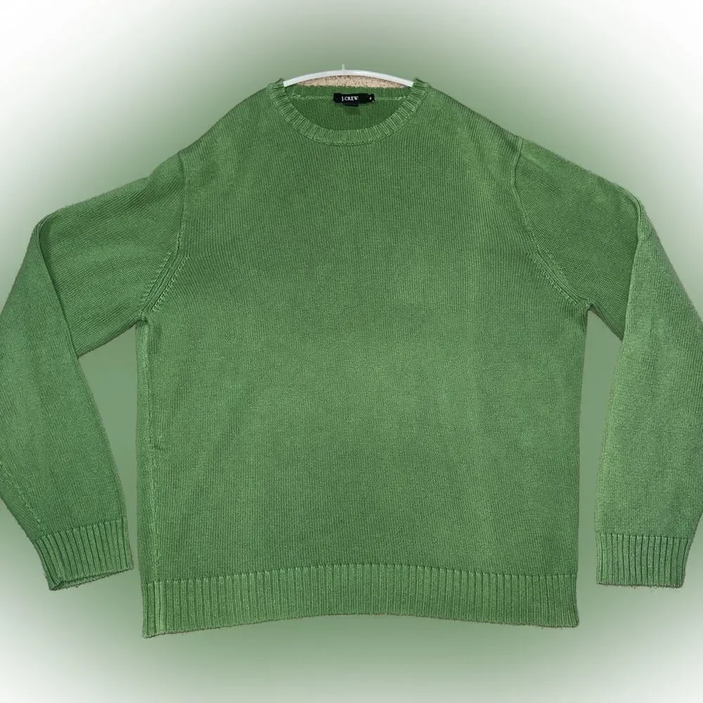 J. Crew Green Crewneck Sweater with Relaxed Fit